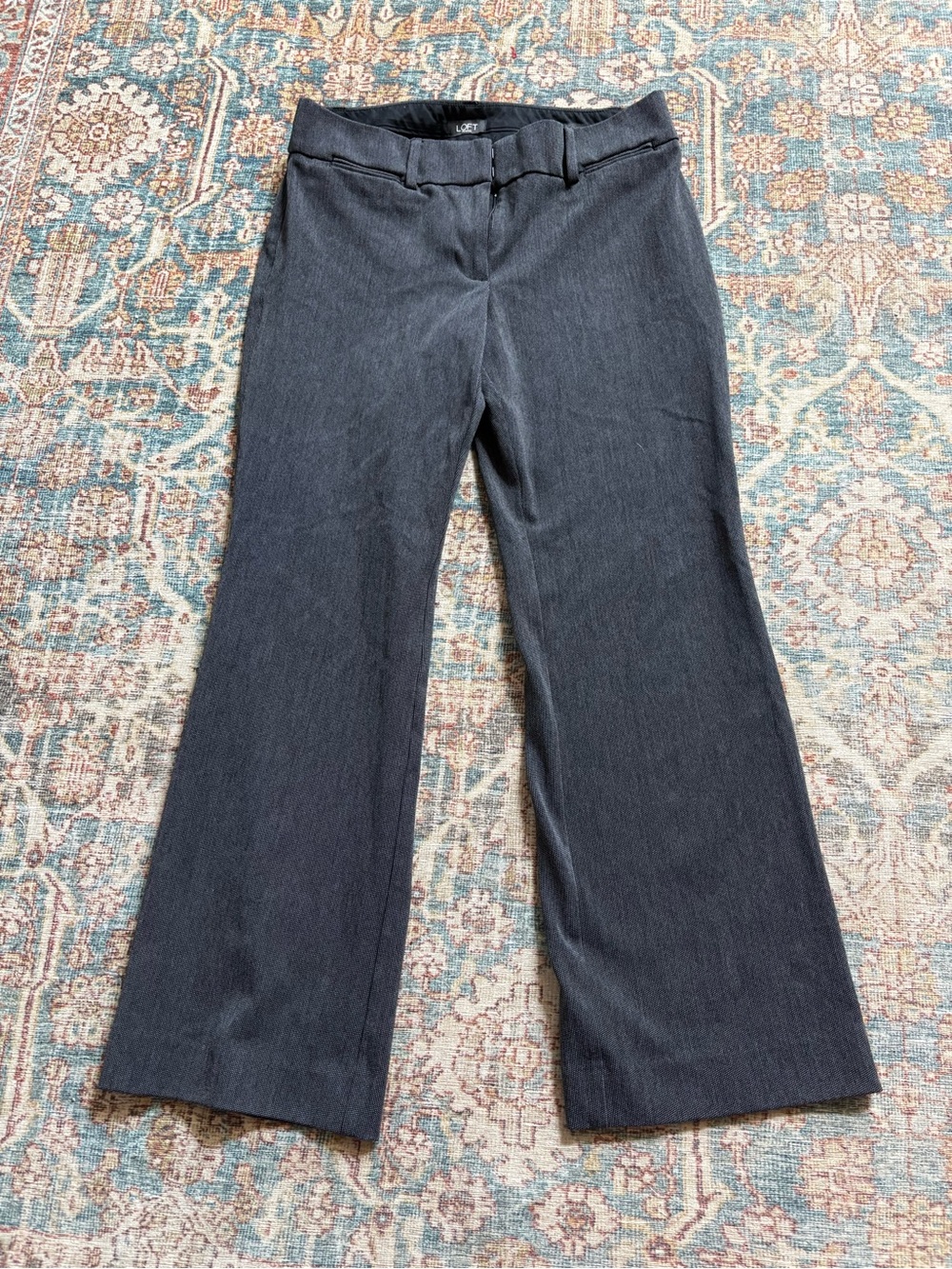 LOFT Dark Gray Wide-Leg Trousers